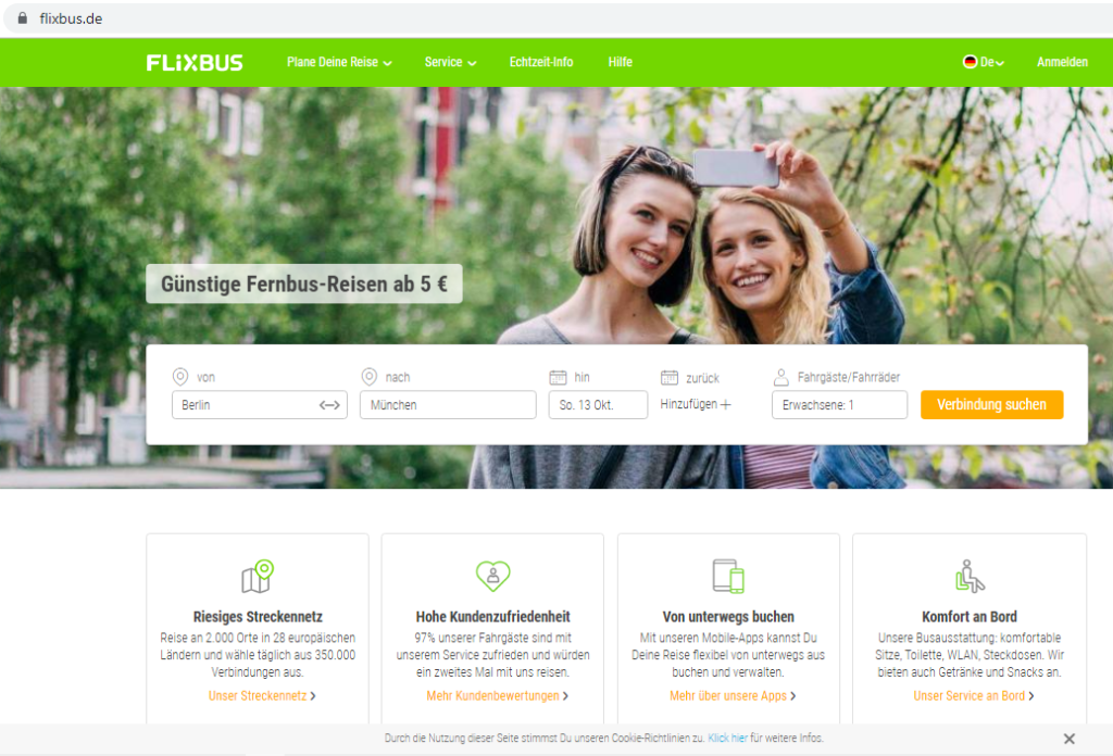 Flixbus　ホームページ